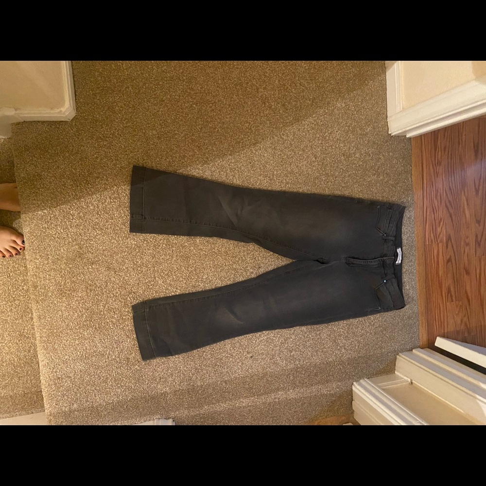 High waisted cropped stretch jean dark wash, worn once v good condition